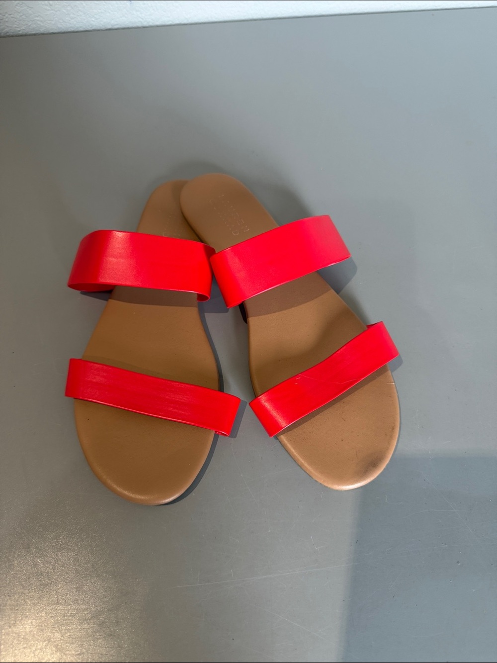 LC Lauren Conrad Red Double-Strap Slide Sandals